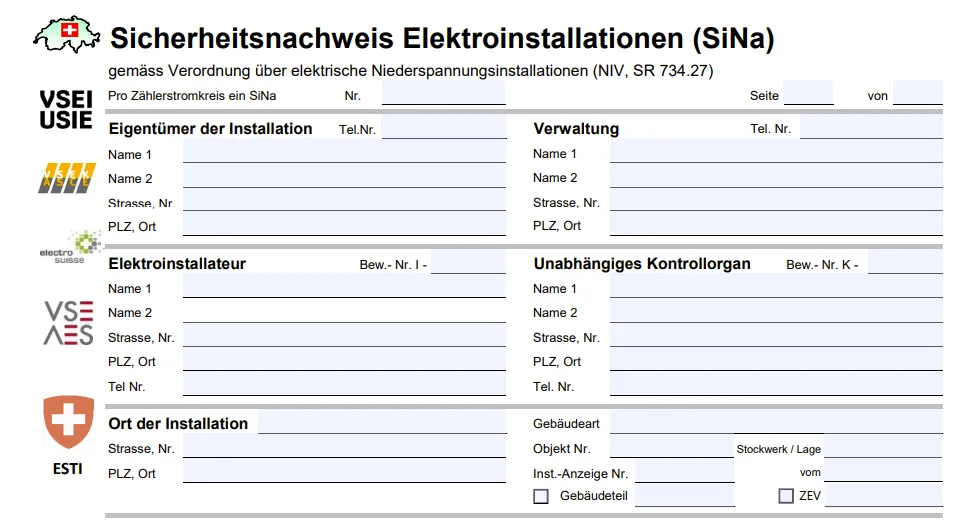 Ausschnitt aus einem Sicherheitsnachweis-Formular