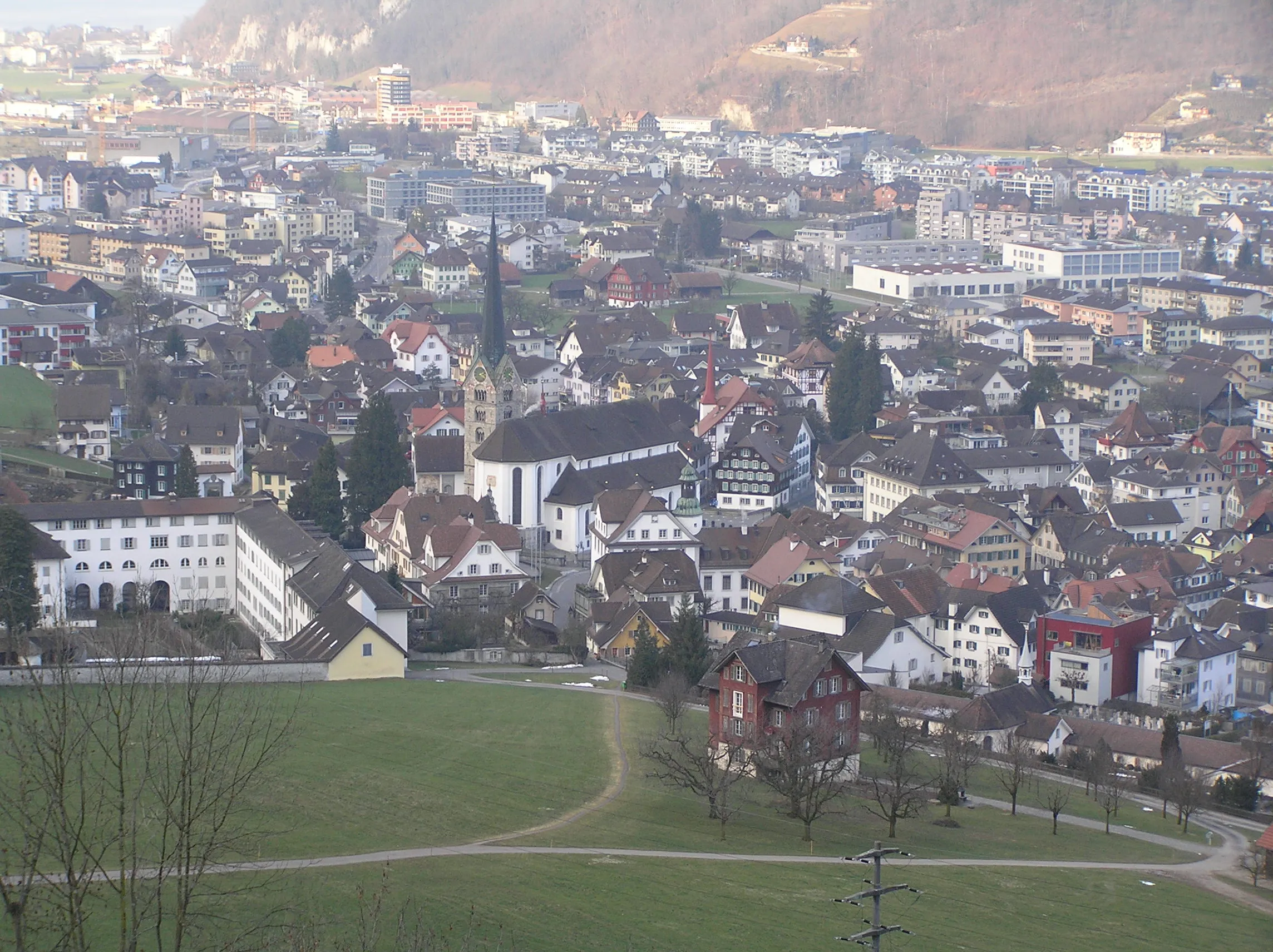 Ortskern von Stans von oben